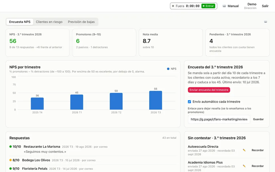Encuestas de satisfacción y NPS (demo)