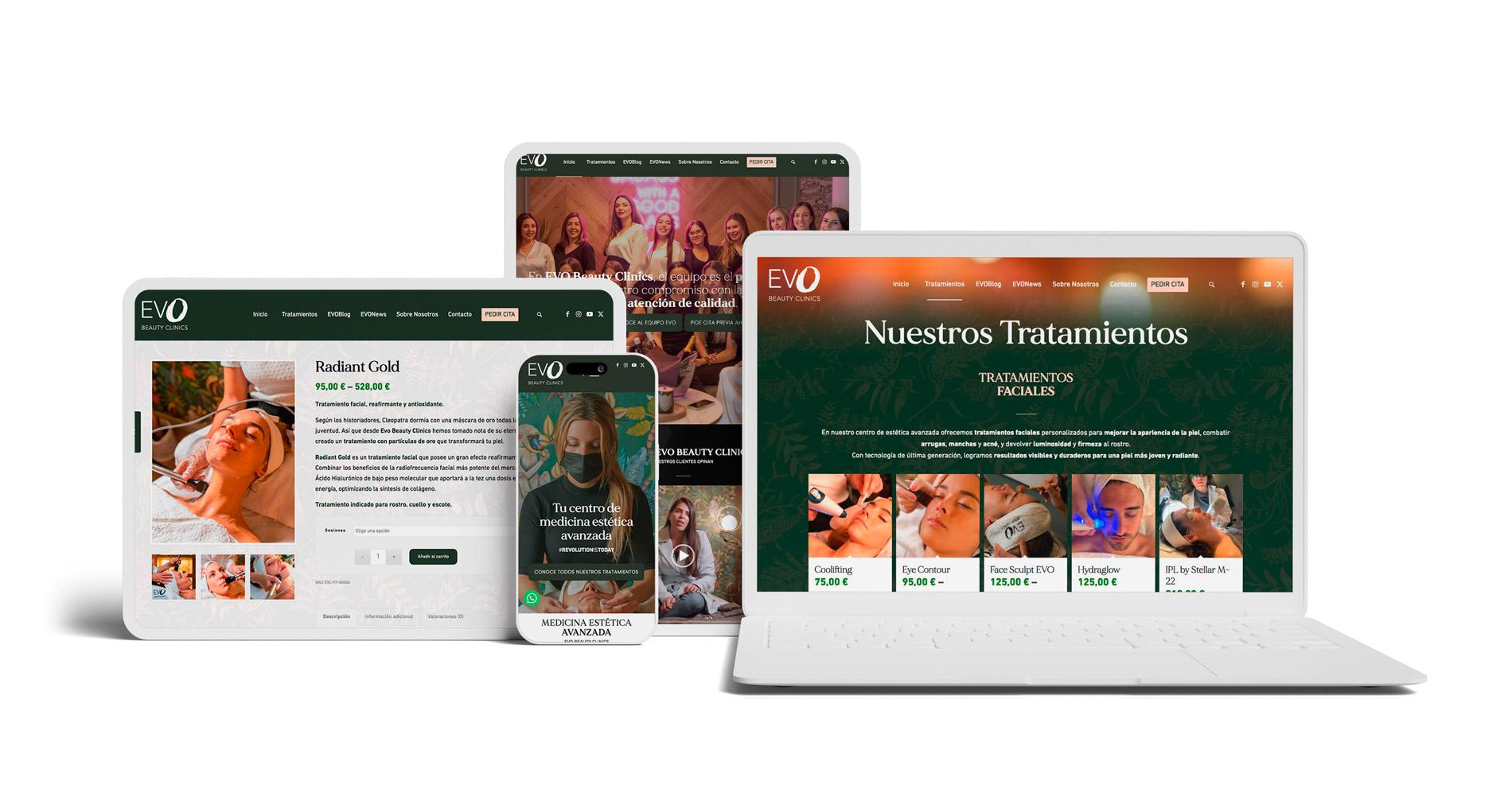 Web Ecommerce EVO BEauty Clinics - FANS Marketing